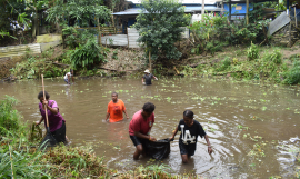 Women-led clean up at the Tagabe River Catchment, September 2024.